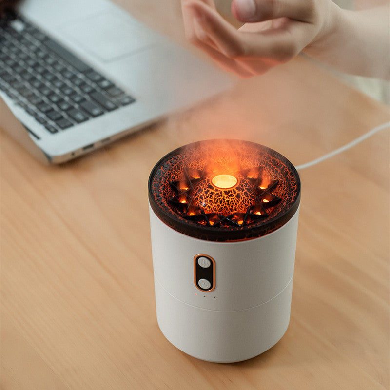 Vulkanischer Flammen-Aroma-Diffusor für ätherische Öle, tragbarer USB-Quallen-Luftbefeuchter, Nachtlichtlampe, Duft-Luftbefeuchter