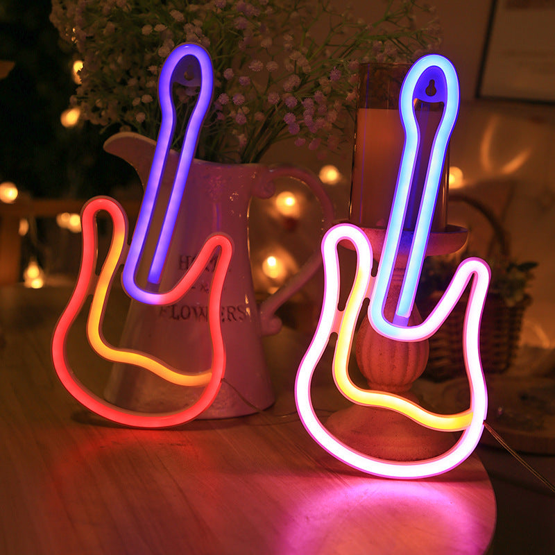 New LED Guitar Neon Violin Modeling Lamp Bar Music Atmosphere Decorative Lamp