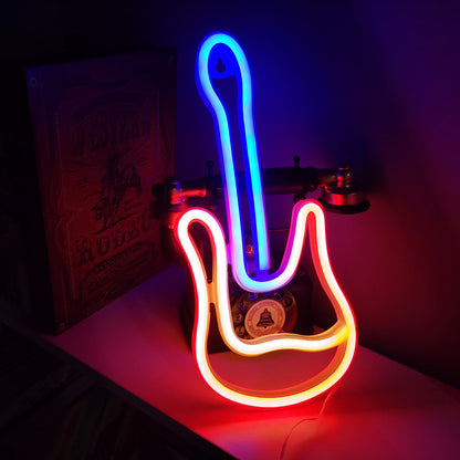 New LED Guitar Neon Violin Modeling Lamp Bar Music Atmosphere Decorative Lamp